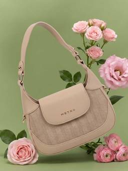 Metro - Beige Shoulder Bag with Detachable Strap