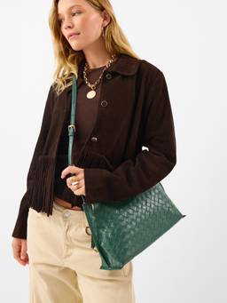 Accessorize London - Women's Green Woven Sling Bag