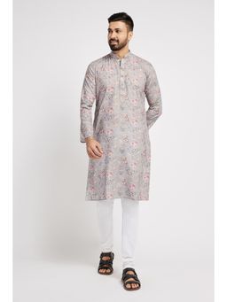 ETHNIC INDIA - Men Grey Floral Kurta