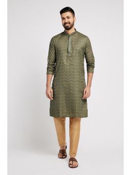 ETHNIC INDIA - Men Olive Floral Kurta
