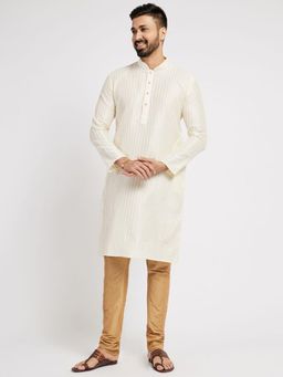 ETHNIC INDIA - Men Cream Stripes Kurta