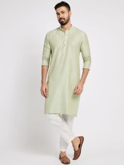 ETHNIC INDIA - Men Green Stripes Kurta