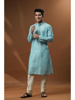 ETHNIC INDIA - Men Blue Printed Kurta