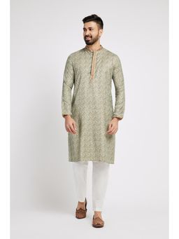 ETHNIC INDIA - Men Green Floral Kurta