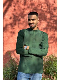 ETHNIC INDIA - Men Green Solid/Plain Shirt
