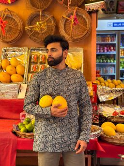 ETHNIC INDIA - Men Grey Floral Shirt