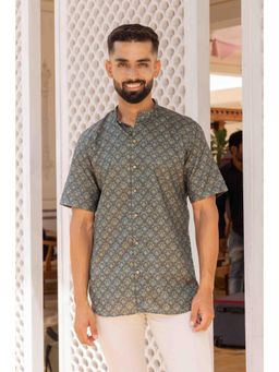 ETHNIC INDIA - Men Navy Blue Floral Shirt