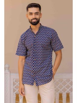 ETHNIC INDIA - Men Navy Blue Floral Shirt