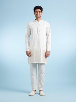 Diwas by Manyavar - Cream Embroidered Kurta with Pyjama for Men