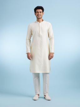 Diwas by Manyavar - Elegant Cream Festive Kurta with Pyjama for Men