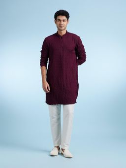 Diwas by Manyavar - Wine Elegance Kurta with Pyjama for Men