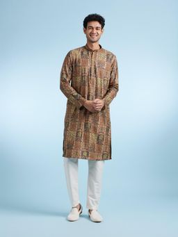 Diwas by Manyavar - Mehndi Kurta with Pyjama for Men