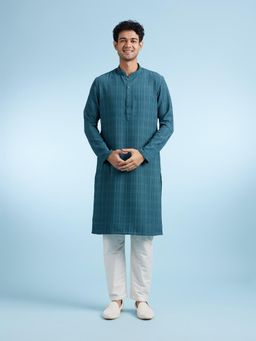 Diwas by Manyavar - Teal Elegance Kurta with Pyjama for Men