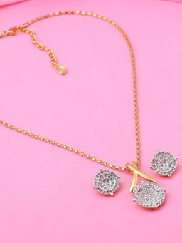 Estele - Gold & Rhodium Plated Stunning Pendant Necklace with Crystals for Women (Set of 2)