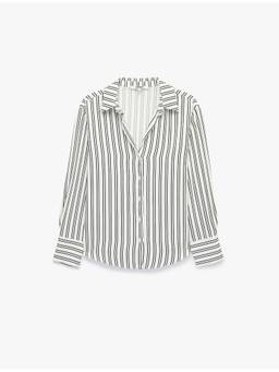 Koton - Striped White Satin Shirt