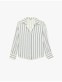 Koton - Button-Up Navy Blue Striped Shirt