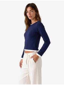 Koton - Crew-Neck Navy Blue Sweatshirt