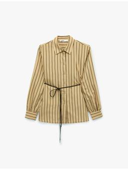Koton - Striped Brown Oversized Shirt with Belt