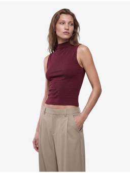 Koton - High Neck Burgundy Sleeveless Tank Top