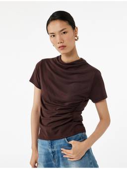 Koton - Cowl Neck Brown Top