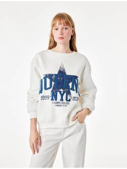 Koton - Long Sleeve Off White Sweatshirt
