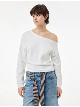 Koton - Off-Shoulder Beige T-Shirt