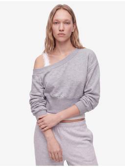 Koton - Corset Detail Grey Crop Sweatshirt