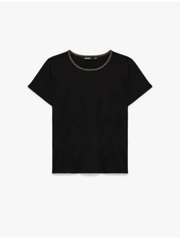 Koton - Glitter Detail Black T-Shirt