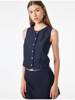Koton - Striped White Waist Coat