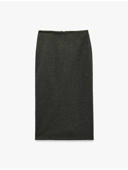 Koton - Striped Grey Pencil Skirt