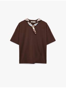 Koton - Scarf Detail Brown T-Shirt