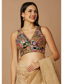 SALWAR STUDIO - Womens Multi-Color embroidered Stitched Blouse