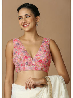 SALWAR STUDIO - Womens Pink Embellished Stitched Blouse
