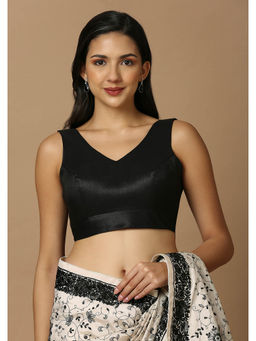 SALWAR STUDIO - Womens Black Solid Stitched Blouse