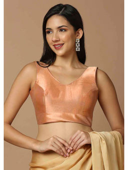 SALWAR STUDIO - Womens Rose Gold Solid Stitched Blouse