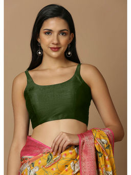 SALWAR STUDIO - Womens Green Solid Stitched Blouse