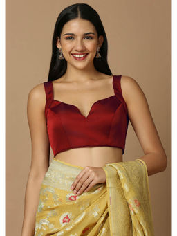 SALWAR STUDIO - Womens Red Solid Stitched Blouse