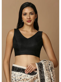 SALWAR STUDIO - Womens Black Self Design Stitched Blouse
