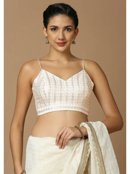 SALWAR STUDIO - Womens White Embellished Stitched Blouse