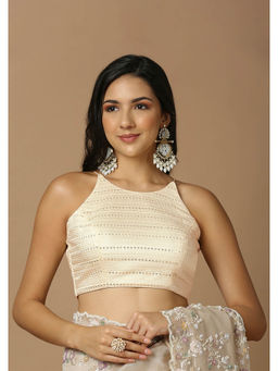 SALWAR STUDIO - Womens Gold Embroidered Stitched Blouse