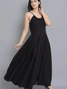 Mera Rang - Black Rayon Long Dress