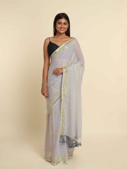 Suta - Grey Woven Design Cotton Blend Saree
