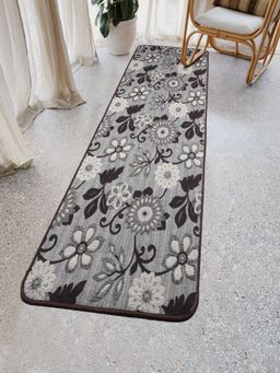 Saral Home - Cotton Anti-Skid Bedside Runner-Grey-55X180 Cm