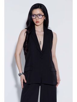 COLOR CAPITAL - Women Black Tailored Waistcoat Blazer