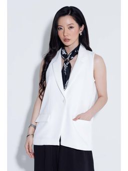 COLOR CAPITAL - Women White Tailored Waistcoat Blazer