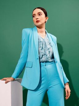 STREET 9 - Women Blue Single Breasted Blazer
