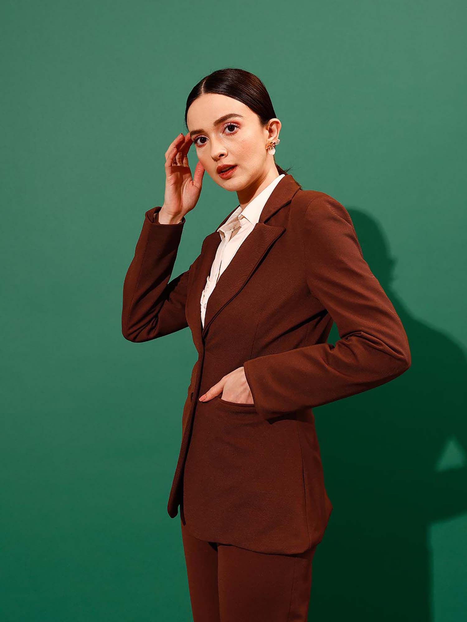 street 9 Women Brown Fitted Blazer-picture-30