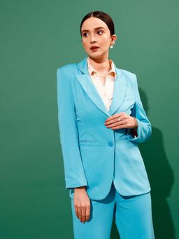 STREET 9 - Women Blue Fitted Blazer