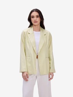 Strong And Brave - Lemon Yellow Lapel Collar Blazer