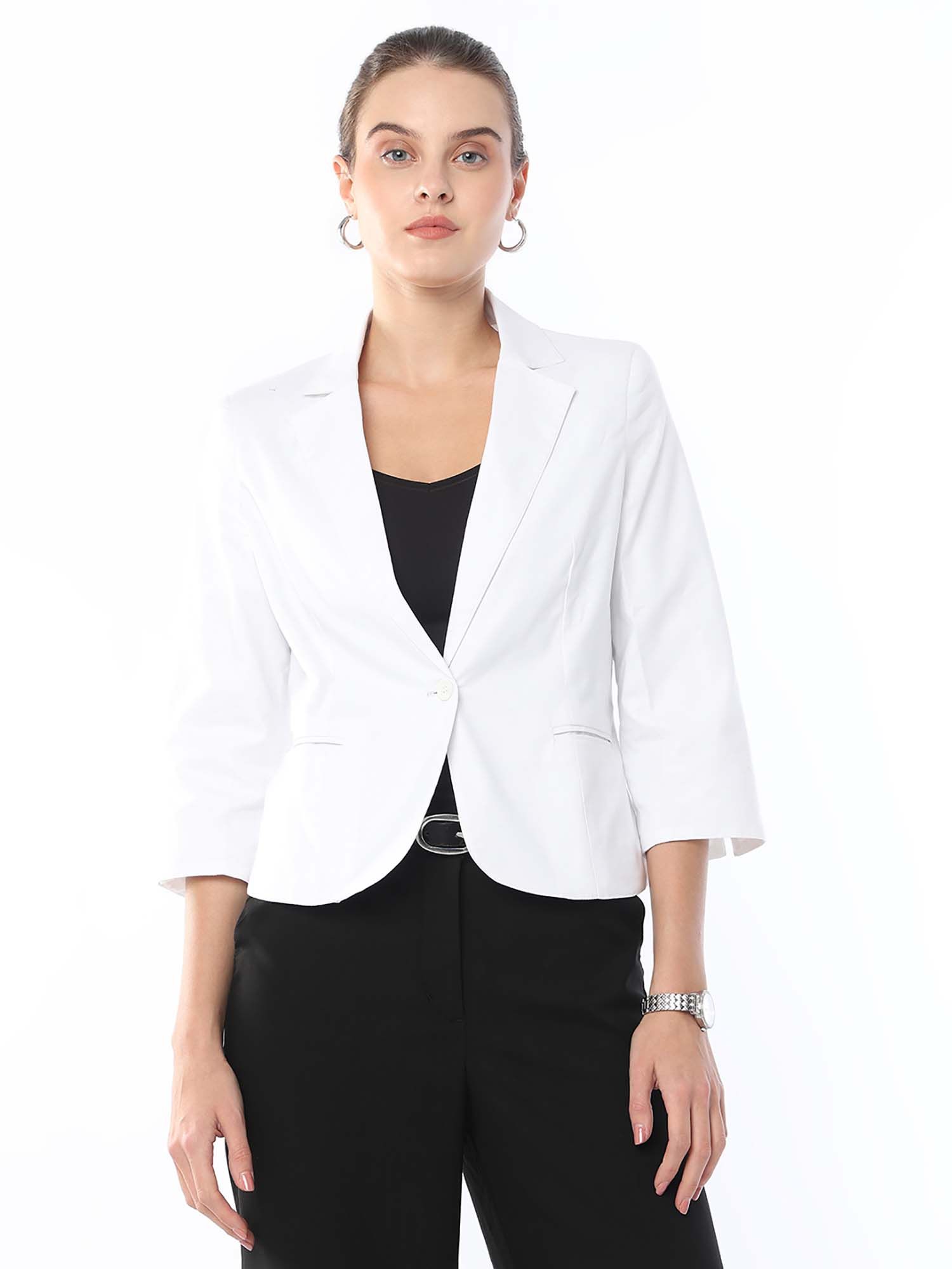 gazillion Women White Faith Cotton Blazer-picture-37